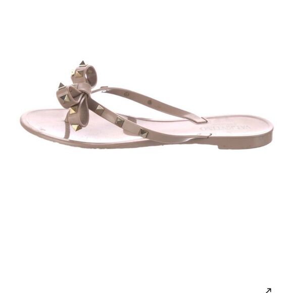 Valentino Shoes - Valentino Tan and Gold Sandals with Elegant Embellishments